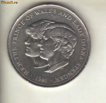 bnk mnd marea britanie 1 crown 1981 , Charles si Diana foto