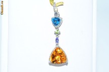 superb pandant aur alb 14K diamante , tanzanit , topaze naturale 3.15CT,3.03gr foto