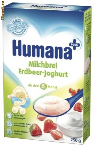 Cereale Humana cu lapte CAPSUNI + IAURT (bebe peste 8 luni) 250 gr, GERMANIA (livrare gratuita la comenzi peste 70 lei - vezi detalii in poza nr.2) foto