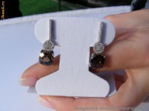 Cercei designer aur 14K, 3.3g, ornati cu TOPAZE smoky si 80 BRILIANTE !!! foto