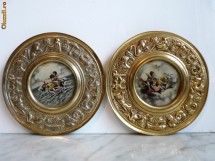 DOUA TABLOURI DECORATIVE DIN BRONZ CU SCENE BAROCE  - PUTTI (COPII) foto