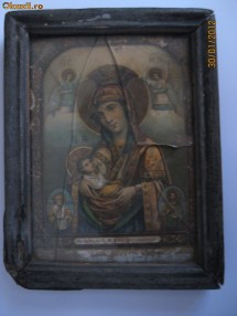 ICOANA LITOGRAFIATA FERECATA DIN 1893 foto