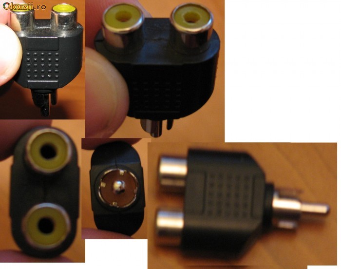 Vand adaptor RCA tata - la 2 RCA mama. Nou, nefolosit foto mare