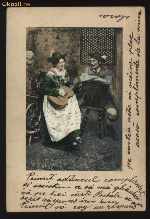 Ilustrata confectionata manual , inceput secol 20 , Romania foto mare