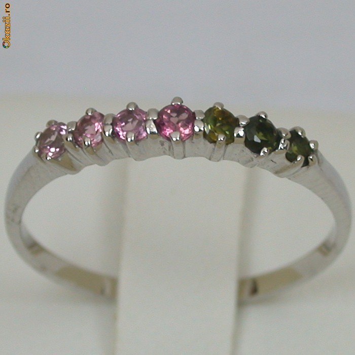 verigheta / inel aur alb 14K cu turmaline naturale 0,45CT ocazie foto mare