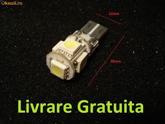 LED , Leduri W5W T10 5 smd CAN-BUS fara eroare de bec ars foto mare