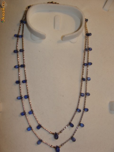 KYANITE,COLIER AUR ALB 14K CU KYANITE,12GR.290euro foto mare