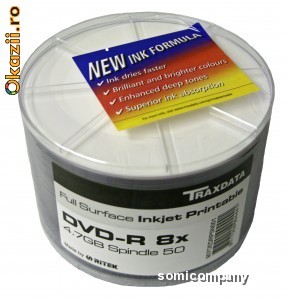 DVD-R TRAXDATA INKJET PRINTABILE 8X SHINK 50 foto mare