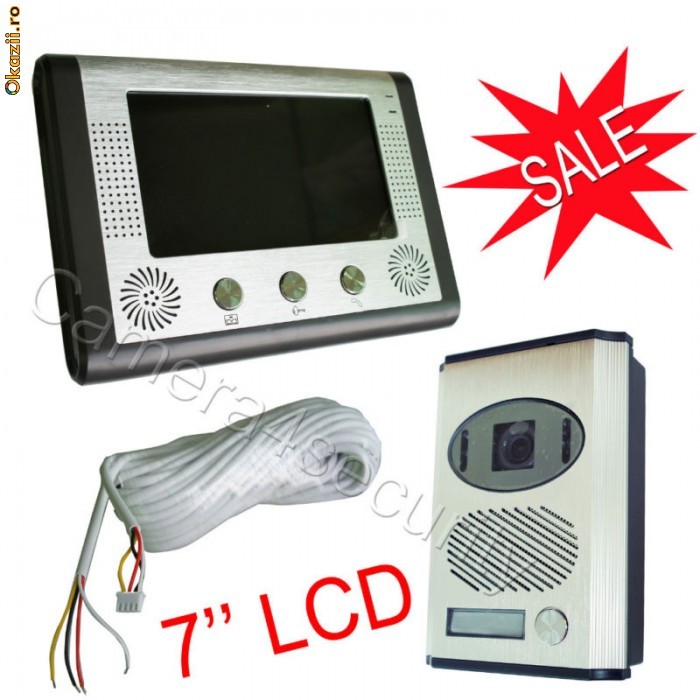 Video interfon door LCD color 7 foto mare