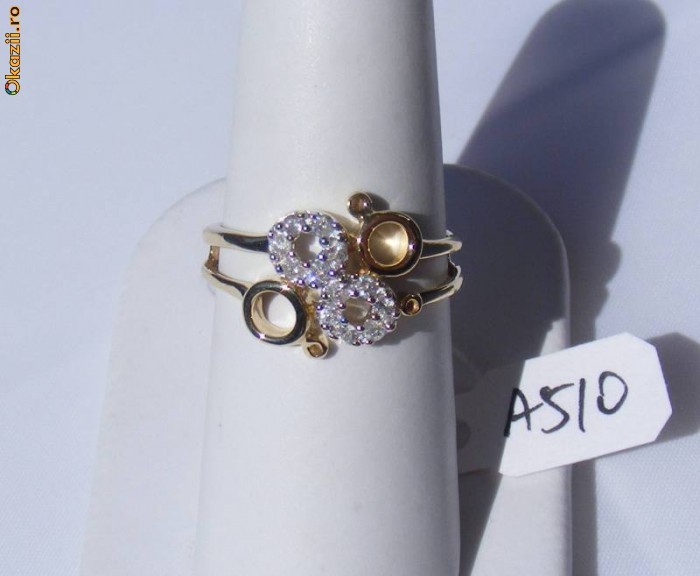 Inel designer aur 14K, 2.9g, model unicat cerculete ornat cu 12 BRILIANTE foto mare