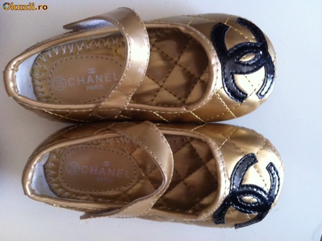 PANTOFI PANTOFIORI FETITE CHANEL NOI, SUPERBI, AURII NR 22 SI 26 foto mare
