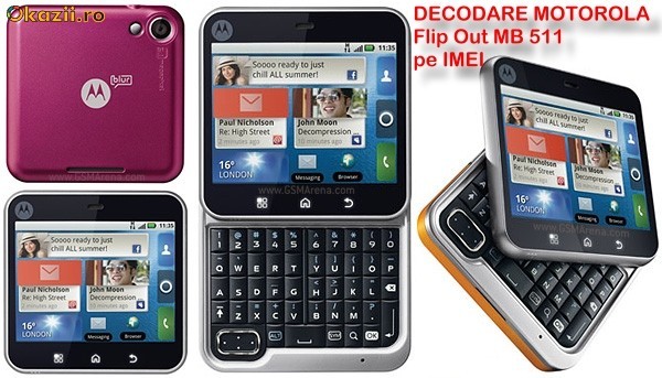 DECODARE MOTOROLA Flip Out MB511, V9 (toate modelele noi) ONLINE, PE IMEI *** Trimit codul pe mail, Y, Skype etc. *** PRET PROMOTIONAL *** foto mare
