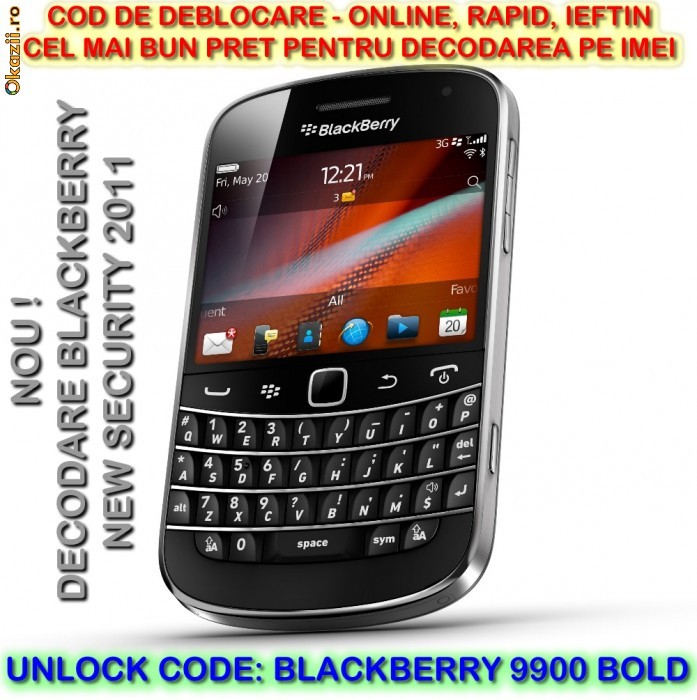 DECODARE BLACKBERRY BOLD 9900 ONLINE, PE IMEI *** RAPID SI IEFTIN *** Trimit codul pe mail, Y, Skype etc. *** PRET PROMOTIONAL *** foto mare