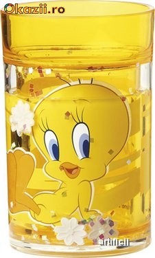Pahar Glittering 24 cl TWEETY YELLOW foto mare