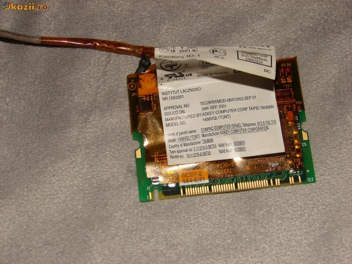 PLACA WIRELESS NOTEBOOK COMPAQ, ACER,ASUS,HP,DELL NOTEBOOK foto mare
