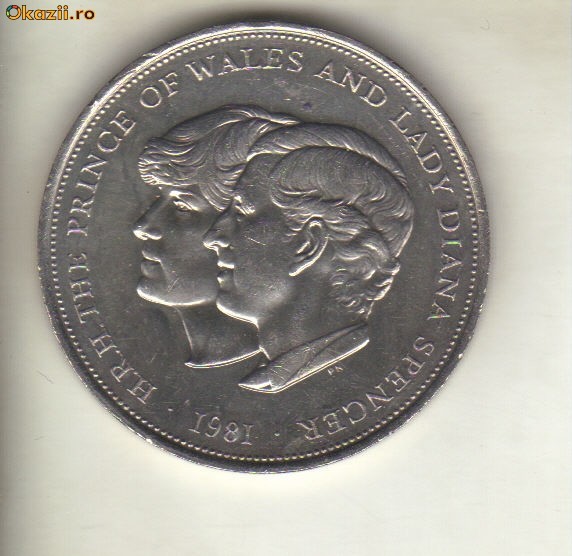 bnk mnd marea britanie 1 crown 1981 , Charles si Diana foto mare