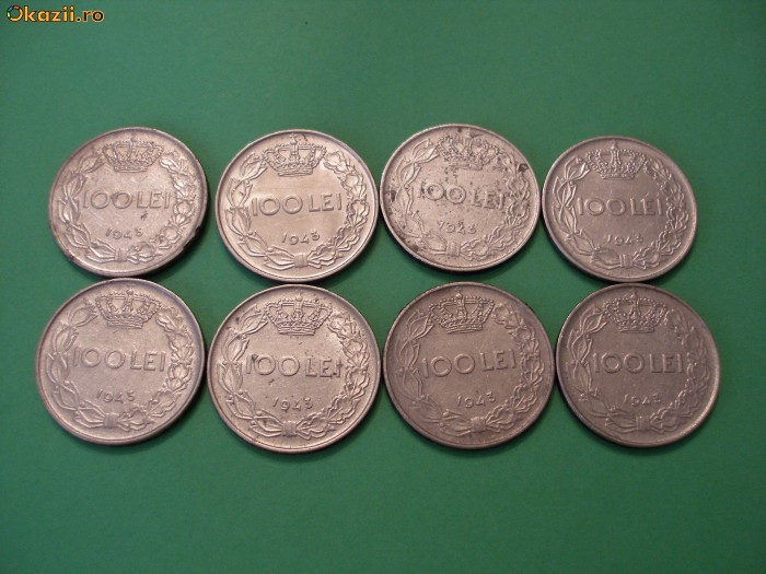 LOT 8 MONEDE 100 LEI 1944 foto mare