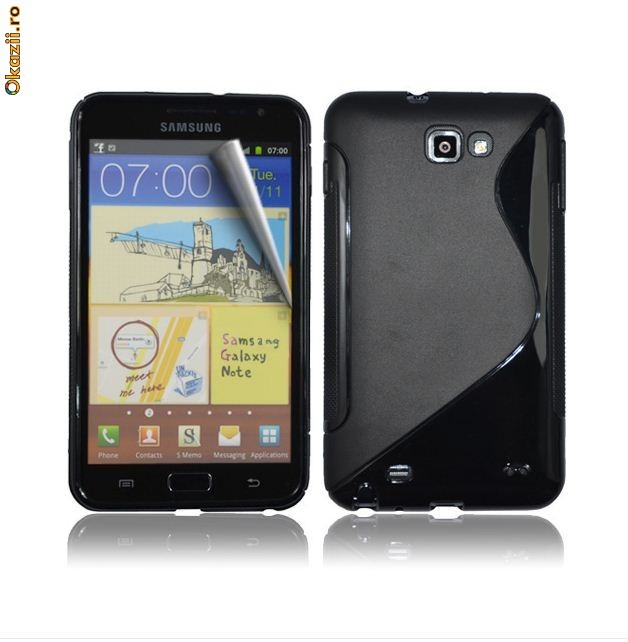 Husa din GEL Wave NEAGRA pentru SAMSUNG GALAXY NOTE N7000 + BONUS Folie de protectie ecran - TRANSPORT GRATUIT foto mare