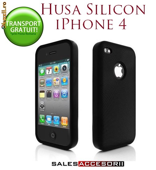 HUSA SILICON NEAGRA IPHONE 4 - TRANSPORT GRATUIT foto mare