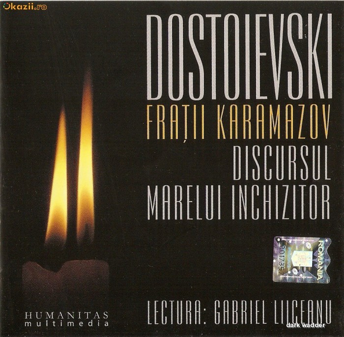 AUDIOBOOK DOSTOIEVSKI - FRATII KARAMAZOV / Discursul marelui inchizitor - in lectura lui Gabriel LIICEANU - ORIG (Transport gratuit la plata in avans) foto mare