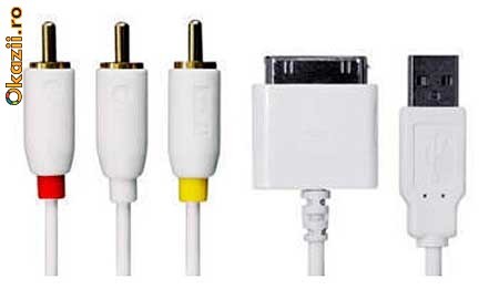 cablu tv out iphone, ipad, ipod + usb foto mare