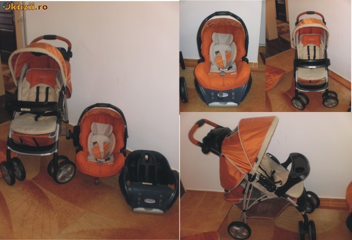 OKAZIE!!! Carucior 2 in 1 Travel System GRACO Ultima Plus + Scaun Autobaby + Baza foto mare