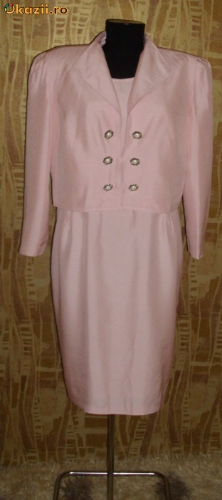 Costum anii 80 (rochie si sacou) din matase-rezervat foto mare