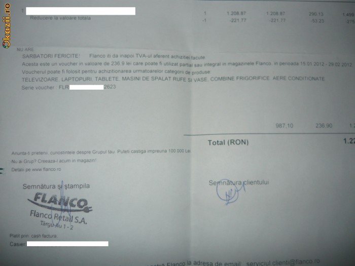 Voucher Flanco 236 ron foto mare