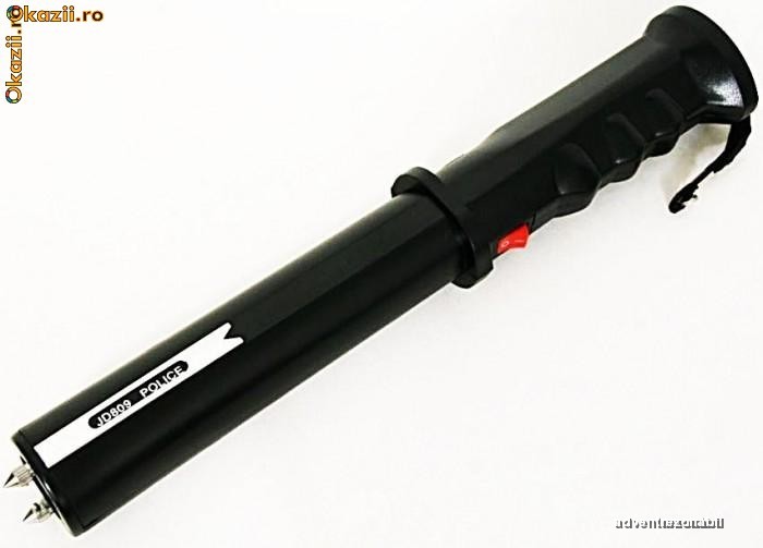 NOU!!! Baston POLICE electrosoc 2500KV + lanterna sirena husa foto mare