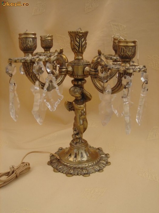 FRUMOASA LAMPA PENTRU CINCI LUMINI, DIN BRONZ foto mare