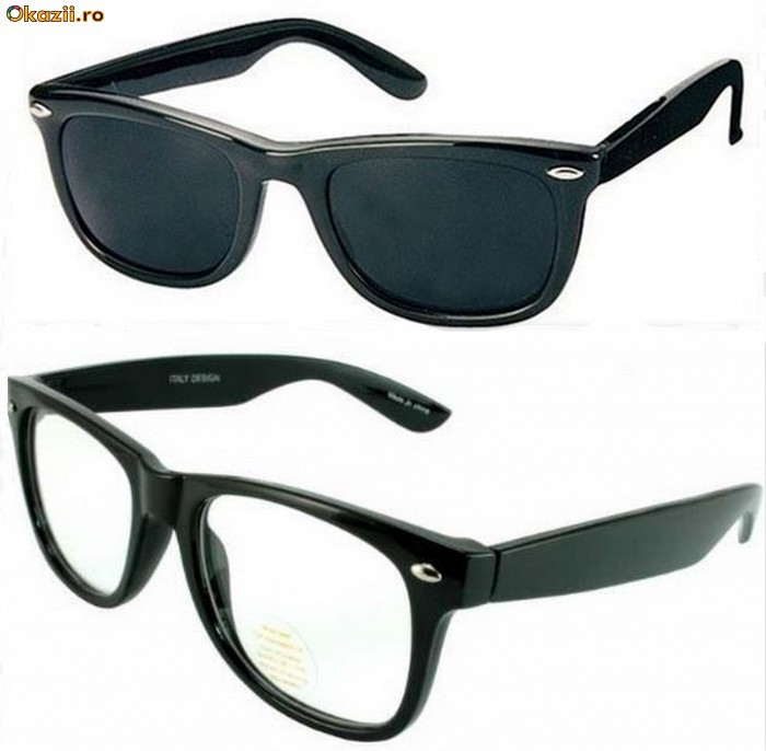 Ochelari Nerd Geek replica Wayfarer tocilar cu lentile transparente sau negre foto mare