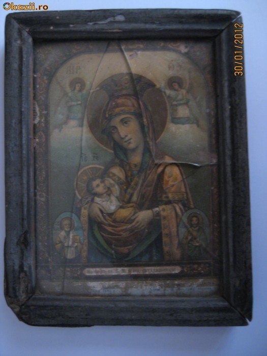 ICOANA LITOGRAFIATA FERECATA DIN 1893 foto mare