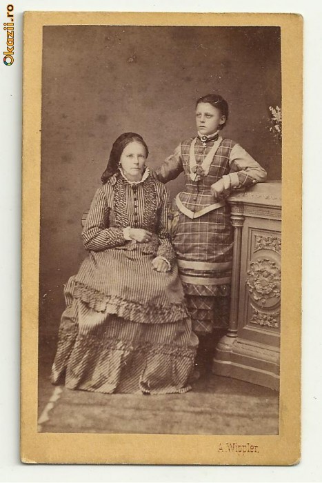 Foto pe carton A.WIPPLER HERCULANE-MEHADIA (circa 1880,verso grafica) foto mare