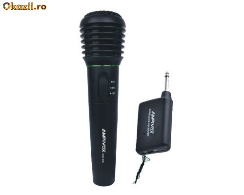 Vand microfon cu emitator fara fir(wireless) emitator: alimentare 1 baterie R6; dimensiiuni 180x47 mm; 45 ron foto mare