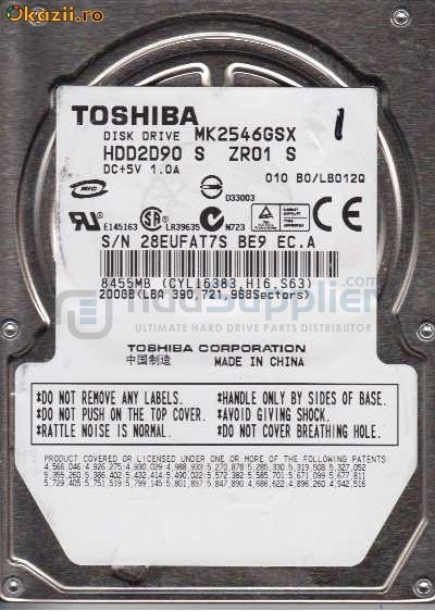Vand Hard Disk TOSHIBA MK2546GSX 250GB 5400 RPM 8MB Cache 2.5 SATA 3.0Gb/s Notebook Hard Drive -Bare Drive foto mare