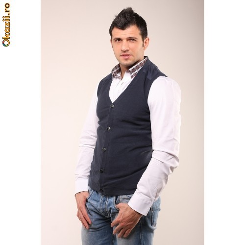 Vesta barbati Selected Homme Dean Button Phantom [Cod: OVS001] foto mare