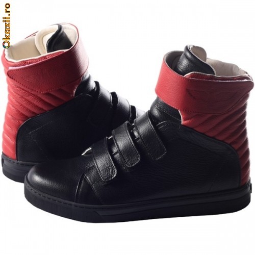 Ghete din piele Alessandro Biaggio - negru/rosu [Cod: ABA037_G1] foto mare